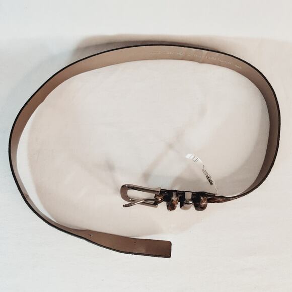 Nine West Hairy Cow Hide Animal Print Belt Medium Waist Black Brown Gray - Picture 5 of 13